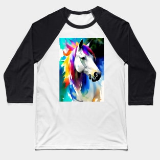 White horse head with colored mane Baseball T-Shirt
